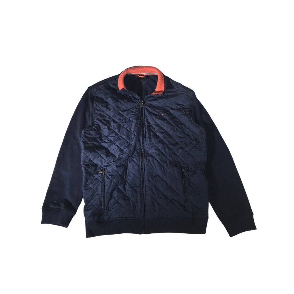 Tommy Hilfiger Mens Quilted Navy & Orange Zip-Up Jacket XXL